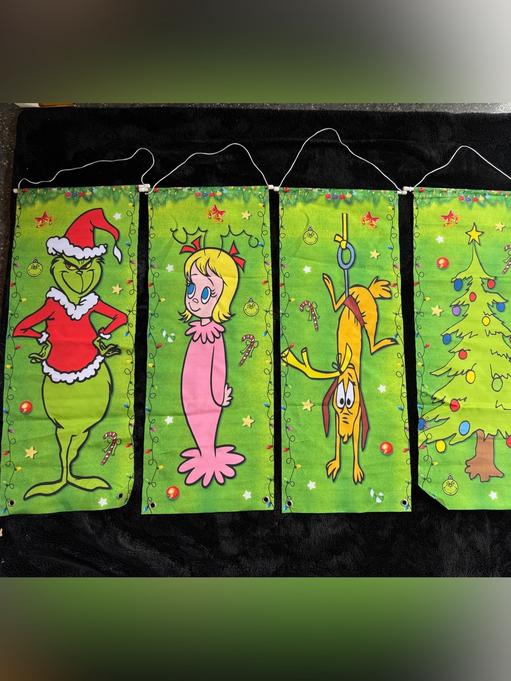 Green Dr. Seuss Who-ville Holiday Banner Panel - Pink Character & Yellow Dog